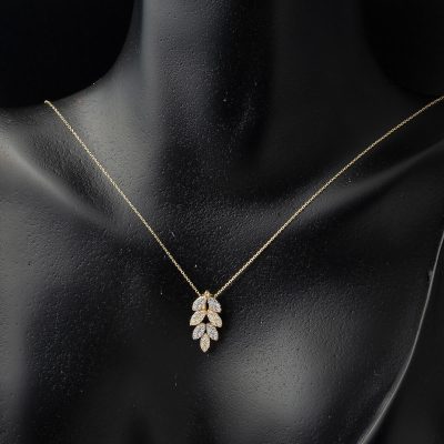 Yaprak Kolye Küpeli Altın Set - 14K - 4.8g - EZ Gold