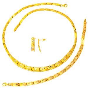 Plain 14 Karat Gold Wedding Jewelry Set