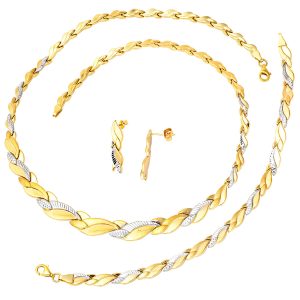 Plain 14 Karat Gold Wedding Jewelry Set