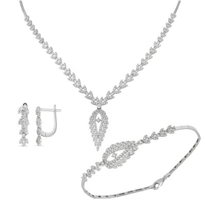 Drop White Gold Jewelry Set