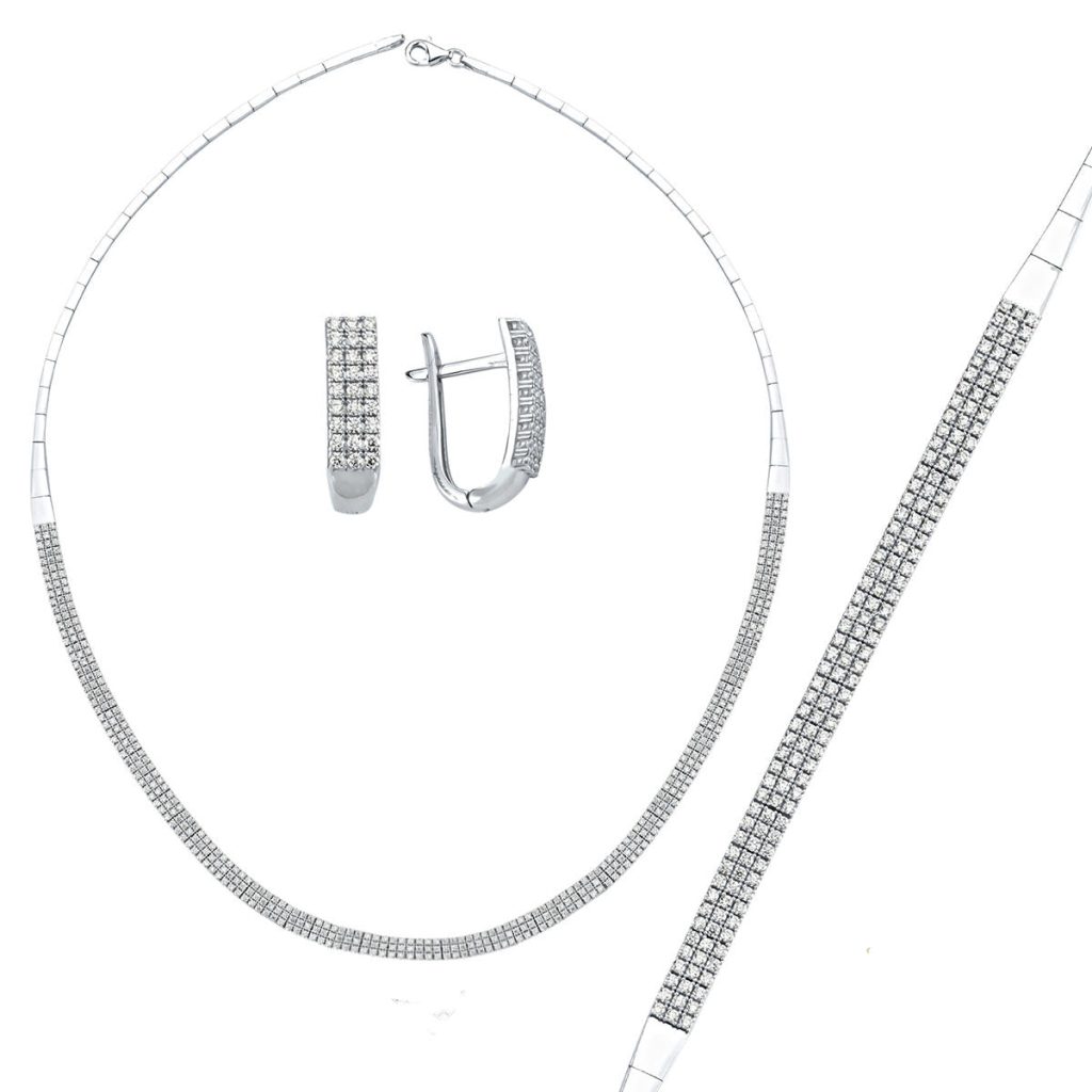 3 Row Filigree White Gold Jewelry Set