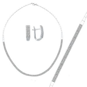 3 Row Filigree White Gold Jewelry Set