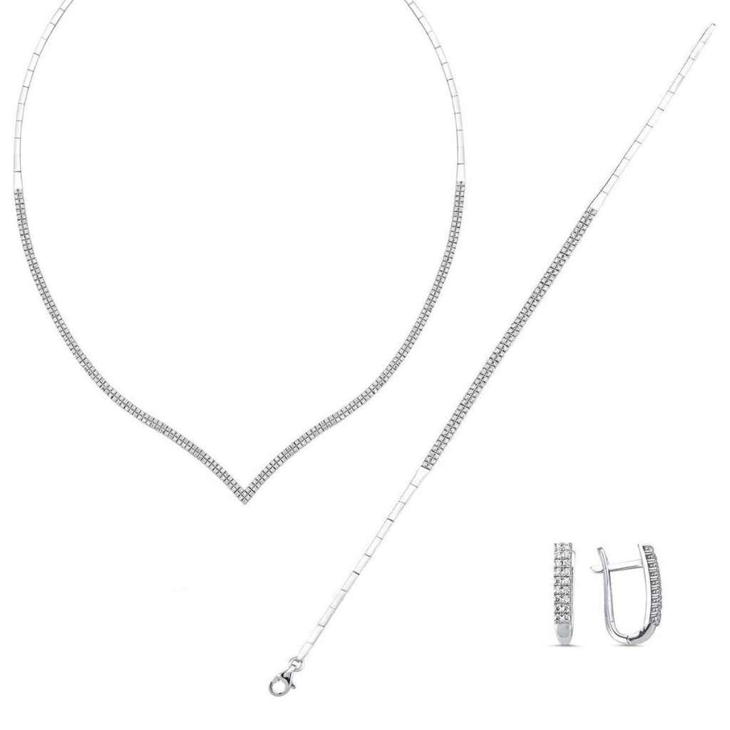 Filigree 14 Karat White Gold Jewelry Set