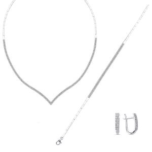 Filigree 14 Karat White Gold Jewelry Set