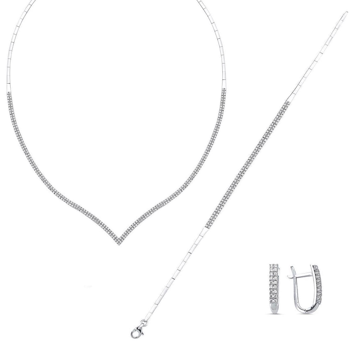Filigree 14 Karat White Gold Jewelry Set