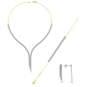 3 Row Salkım 14 Karat Gold Filigree Set