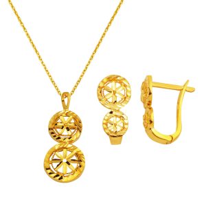 Flower 22 Karat Plain 2’li Gold Set