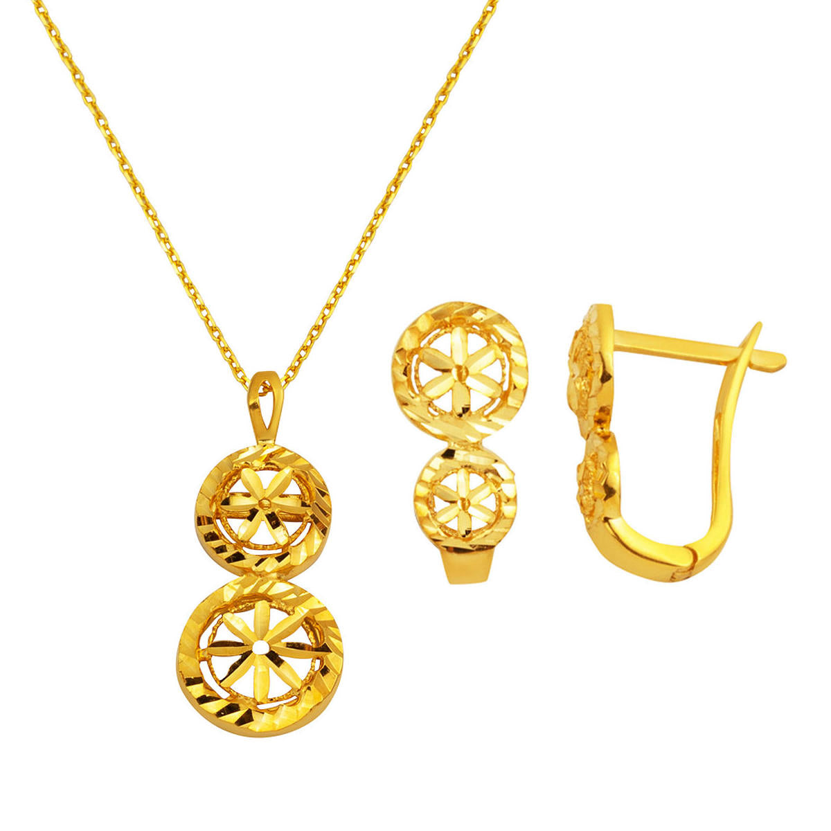 Flower 22 Karat Plain 2-Piece Gold Set
