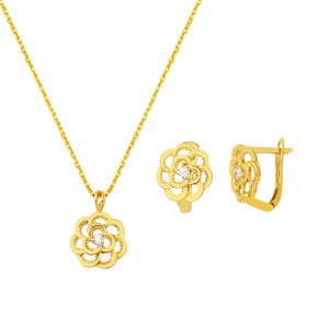 Güllü 14 Karat with Stones 2’li Gold Set