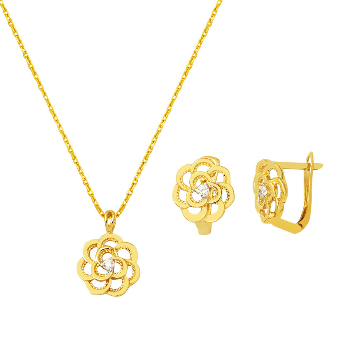 Güllü 14 Carats avec Pierres 2 pièces Or Set