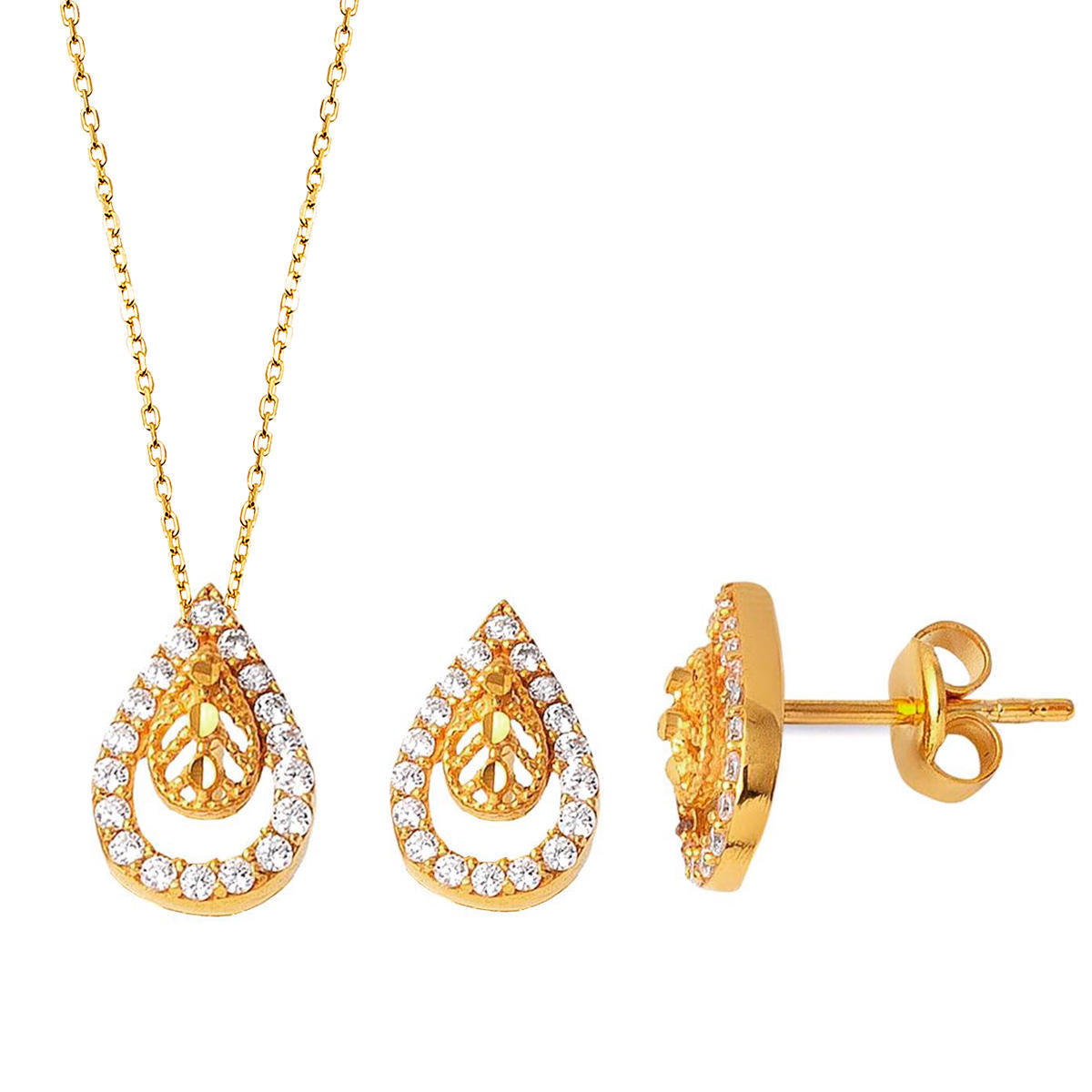 Earring + Chain Necklaceli 22 Karat 2-Piece Gold Set