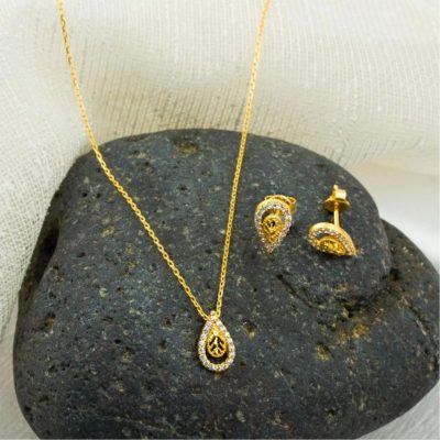 Küpe + Zincirli Kolyeli 22 Ayar 2’li Altın Set - 22K - 4.34g - EZ Gold