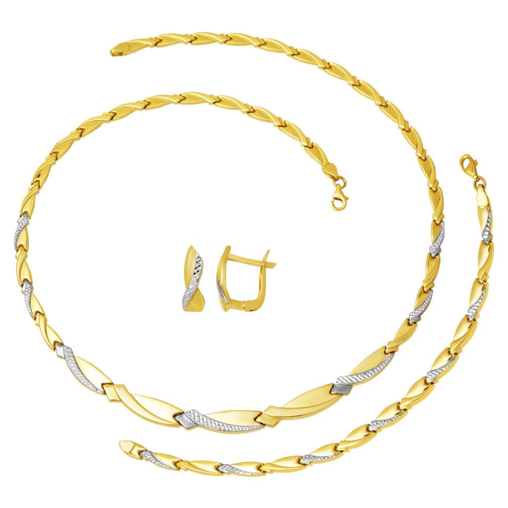 Hitit Plain 14 Karat Gold Jewelry Set