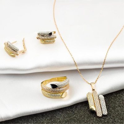 3 Renkli 14 Ayar Altın Üçlü Set - 14K - 13.08g - EZ Gold