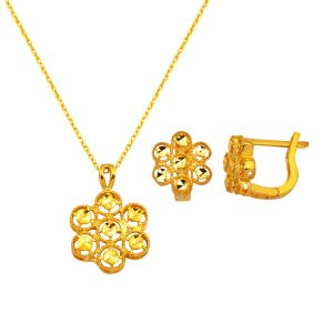 Boucle d&rsquo;Oreille Collierli 22 Carats sans Pierre 2&rsquo; Or Set