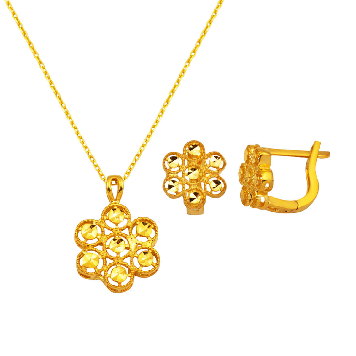 Boucle d'Oreille Collierli 22 Carats sans Pierre 2 pièces Or Set