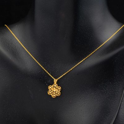 Küpe Kolyeli 22 Ayar Taşsız 2’li Altın Set - 22K - 5.11g - EZ Gold