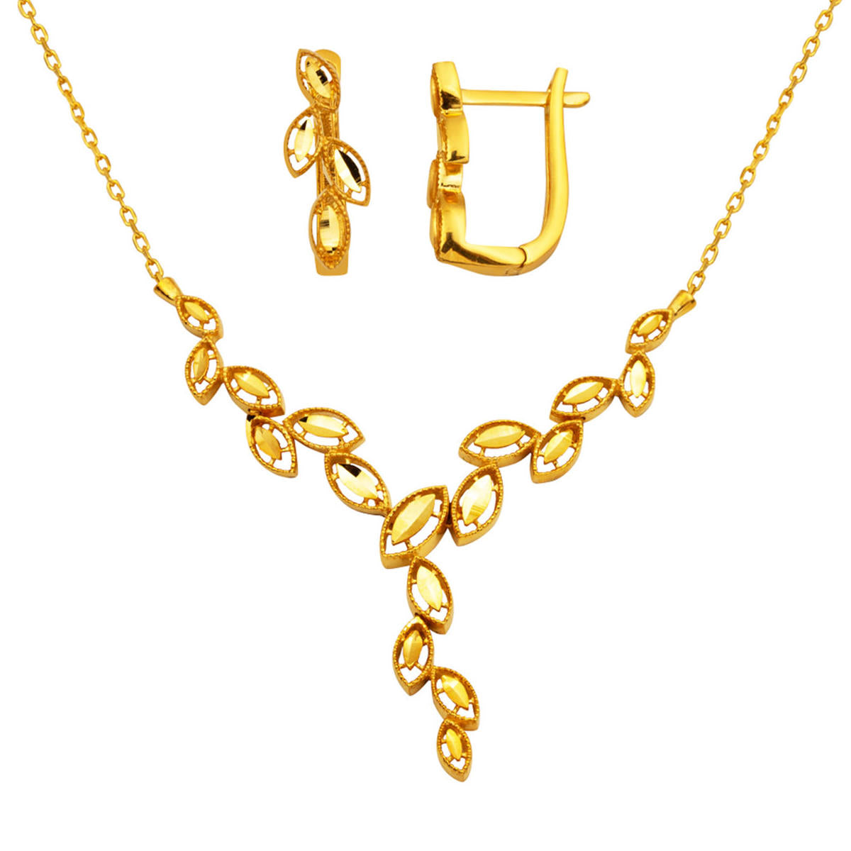 Gerdanlıklı Boucle d'oreilleli 22 Carats Or Set