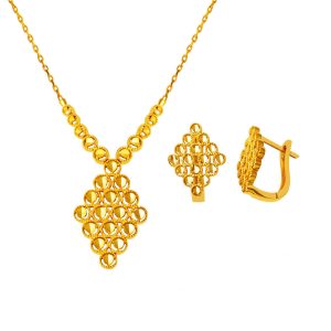Boucle d&rsquo;Oreille & a Chaine Collierli 22 Carats Or Set