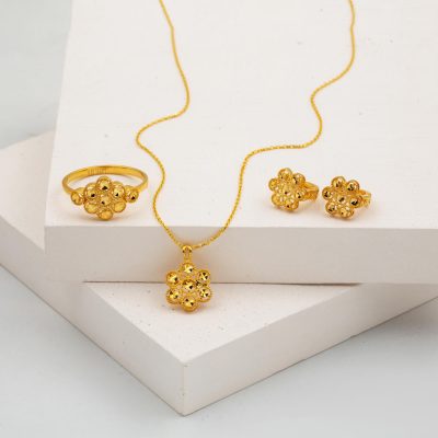 Midyat 22 Ayar Taşsız 3’lü Altın Set - 22K - 7.9g - EZ Gold