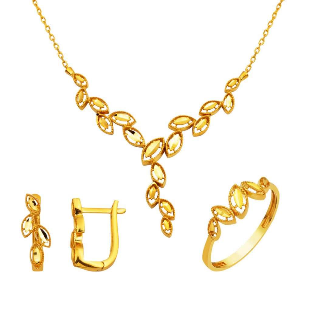 Leaf 22 Karat Plain 3’lü Gold Set