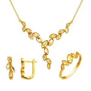 Leaf 22 Karat Plain 3’lü Gold Set