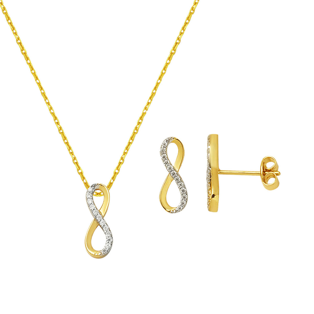 Sonsuzluklu Collier + Boucle d'oreilleli 14 Carats Or Set