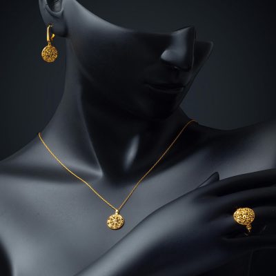 Telkari 22 Ayar Altın Zincirli Takı Seti - 22K - 9.06g - EZ Gold