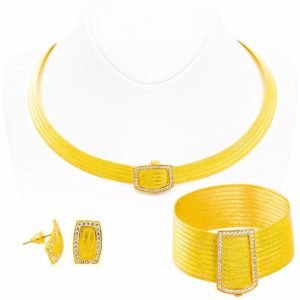 11 Rangs Filigrane 14 Carats Trabzon Tresse Bijou Parure