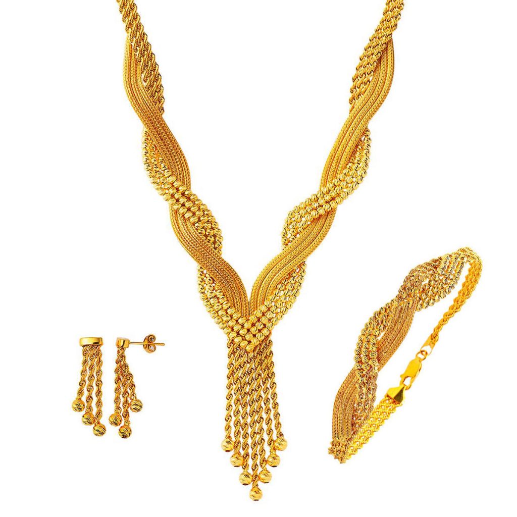 Ball Chain with Tassels Gold Jewelry Set