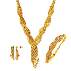 Ball Chain with Tassels Gold Jewelry Set
