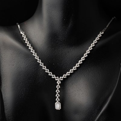 Sarmaşık Baget Taşlı Beyaz Altın Set - 14K - 14.67g - EZ Gold