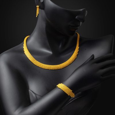 Klasik Örgülü Altın Takı Seti - 14K - 28.65g - EZ Gold