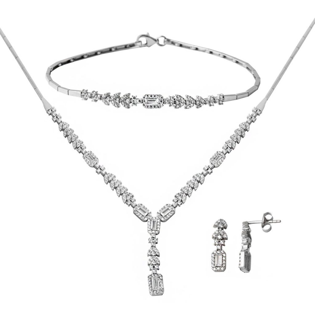 Baguetteli Blanc Or 14 Carats Parure