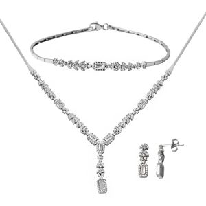 Baguetteli Blanc Or 14 Carats Parure