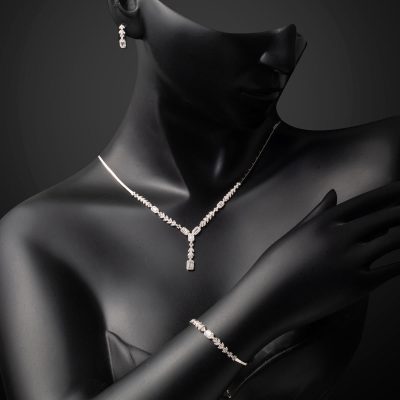 Bagetli Beyaz Altın 14 Ayar Set Takımı - 14K - 16.95g - EZ Gold