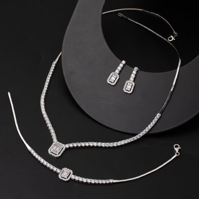 Baget Su Yolu Beyaz Altın Set 14 Ayar - 14K - 14.73g - EZ Gold