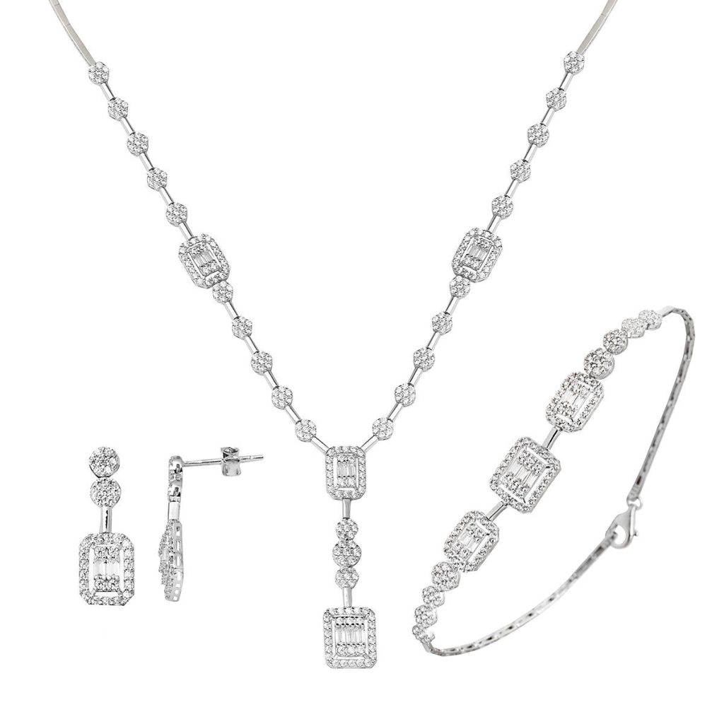 14 Karat Baguette Set White Gold
