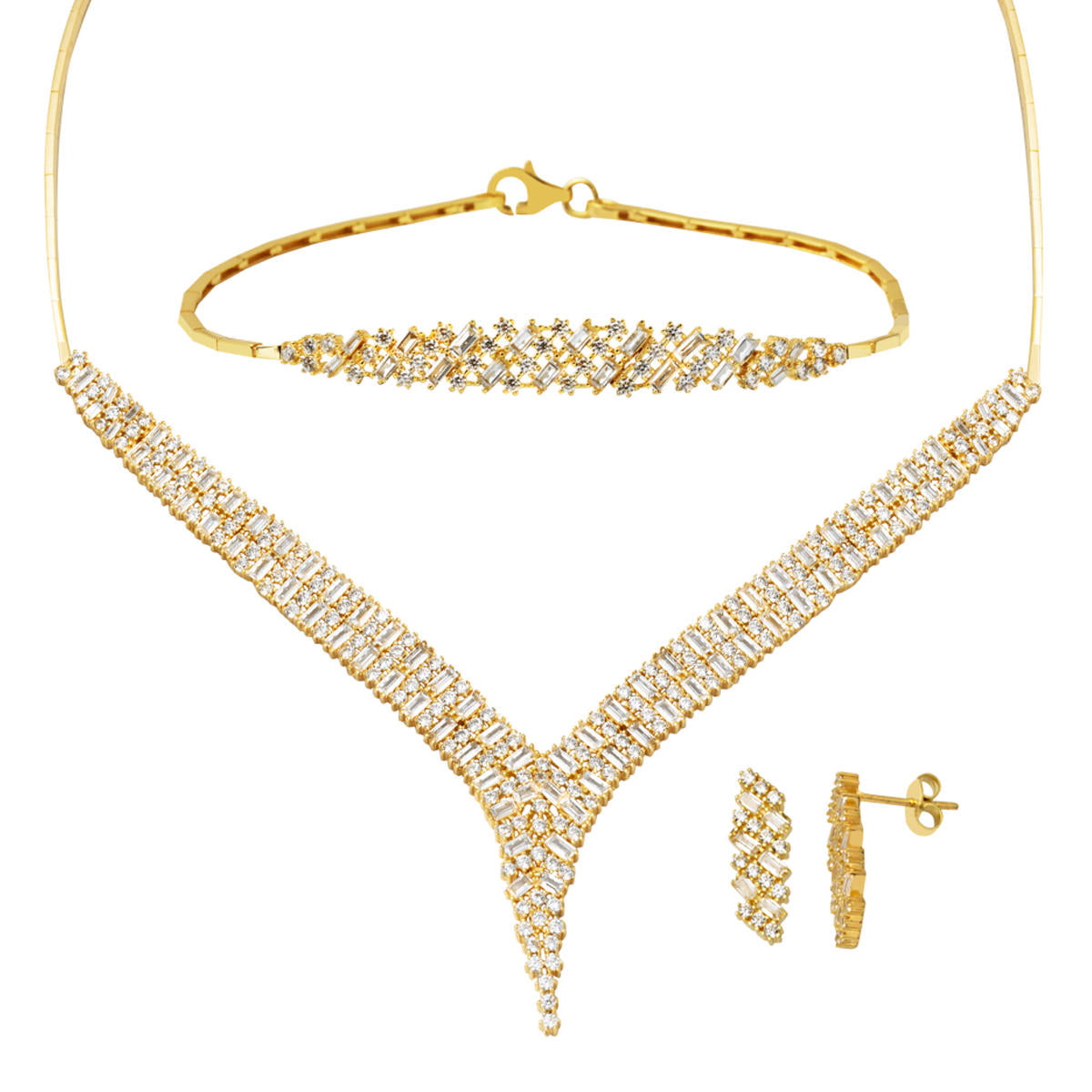 Baguette Işıltısı Or Parure
