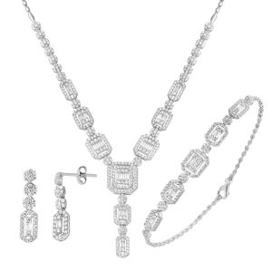 14 Carats Blanc Or Trois pièces Baguette Set