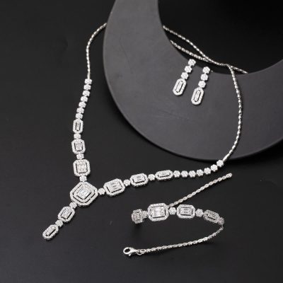 14 Ayar Beyaz Altın Üçlü Baget Set - 14K - 16.55g - EZ Gold
