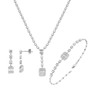 Baguette Filigree White Gold Set 14 Karat