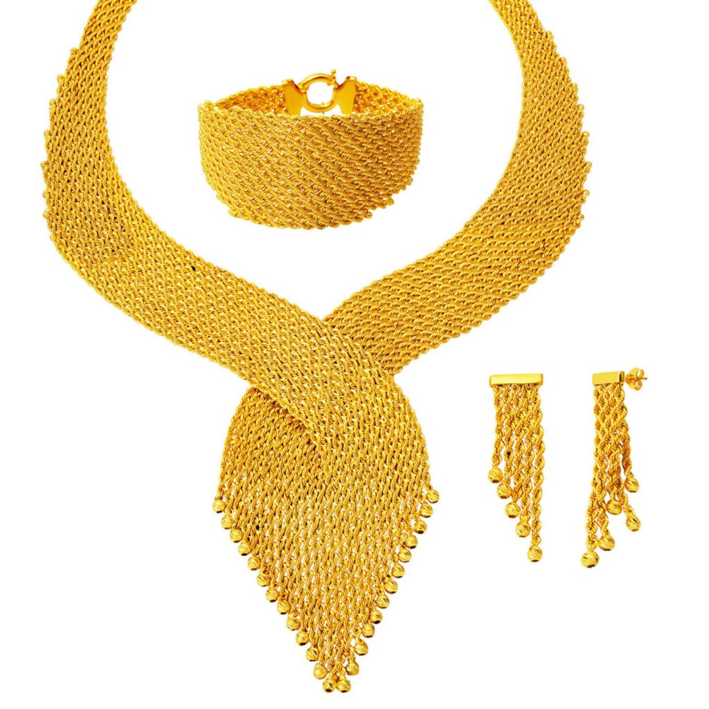 Torsade a Chaine Geniş Or Mariage Parure