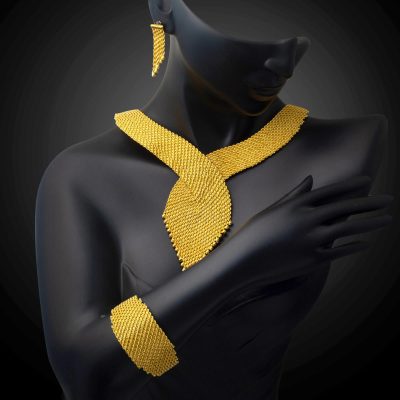 Burgu Zincirli Geniş Altın Düğün Set Takımı - 14K - 94.92g - EZ Gold