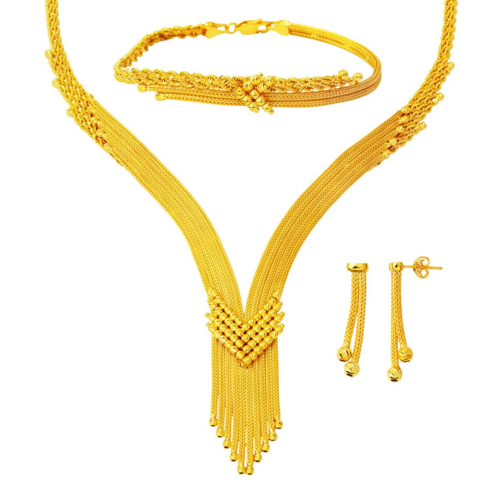 Çavuş Model Ball Beaded Braided Gold Set