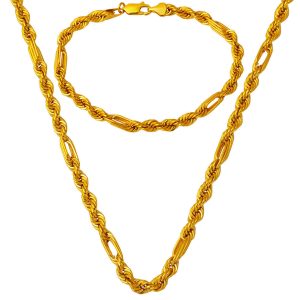 Paperclip Twistedlı Necklace Bracelet Gold Chain Set