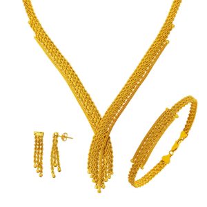 Twisted Wovenlü 14 Karat Gold Jewelry Set
