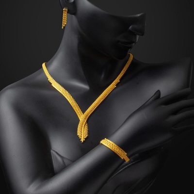 Burma Örgülü 14 Ayar Altın Takı Seti - 14K - 24.89g - EZ Gold