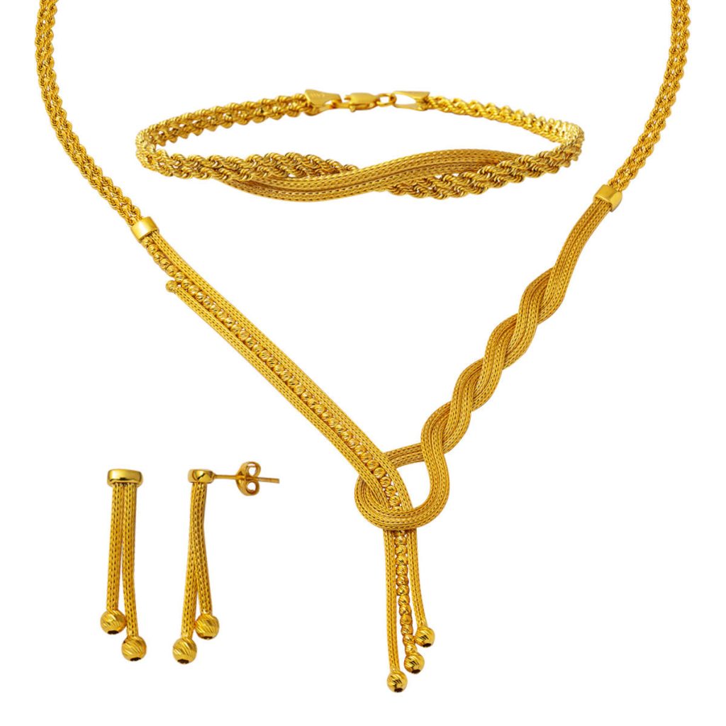 Twistedlı Plain Gold Jewelry Set