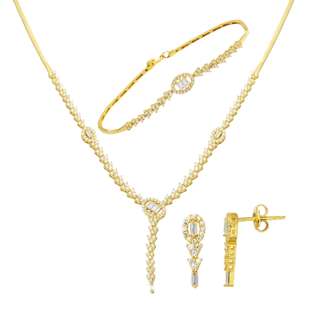 Baguette 14 Karat Gold Set